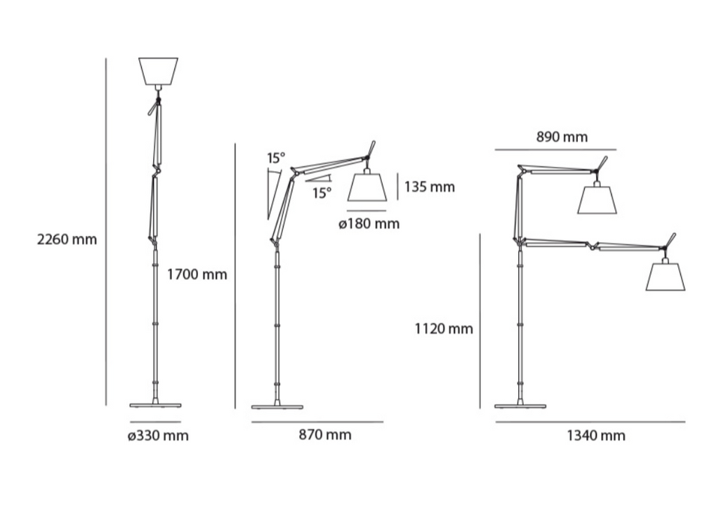 Tolomeo Floor, Shade, E27, IP20