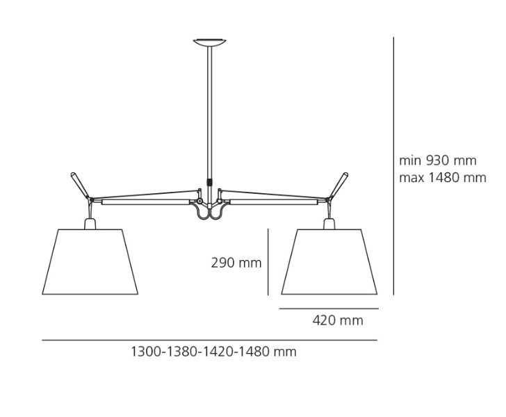 Tolomeo Pendant, Double, Shades, E27, IP20