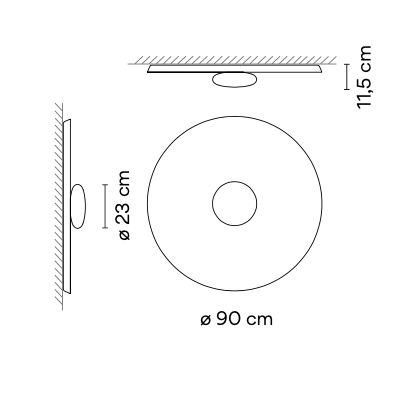 Top Ceiling or Wall, 90 cm ø, Soft Green, Dimmable, IP20