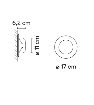 Top Wall, 17 cm ø, White, LED, On/Off, IP20