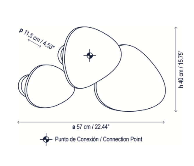 Tria Wall, Triple, Oak, LED, 44W, Triac Dim, IP20