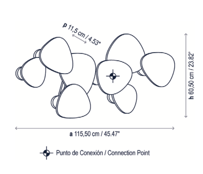 Tria Wall, 8 Light, Oak, LED, 120W, Triac Dim, IP20