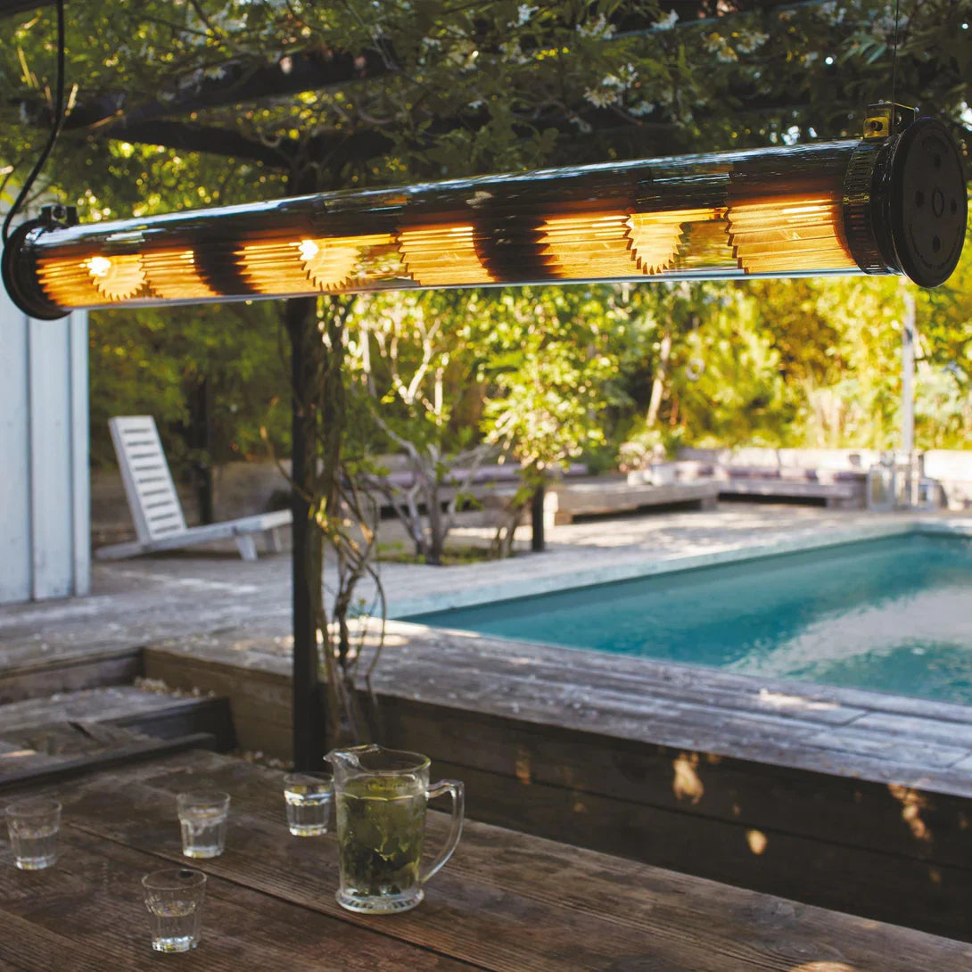 Tube Bulb Pendant, Linear Horizontal, 132 cm, Gold Reflector No Mesh, E27, IP64