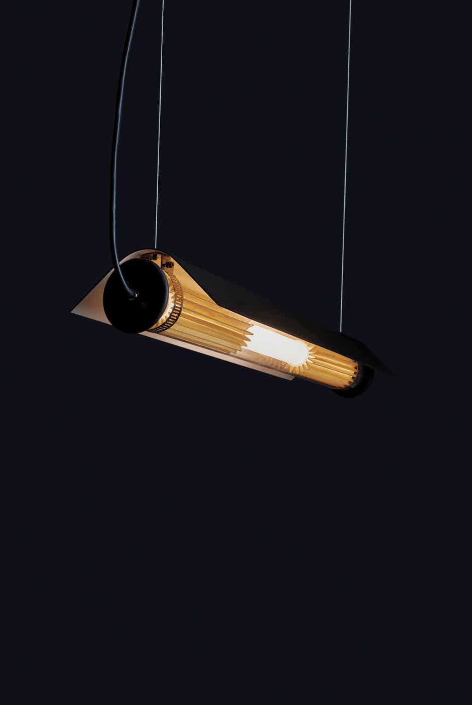 Tube 360 Pendant, Horizontal with Cover, 162 cm, White with Gold, LED, Triac Dim, IP65