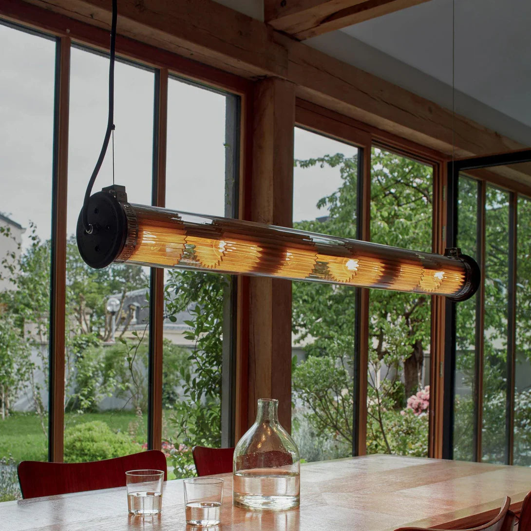 Tube Bulb Pendant, Linear Horizontal, 37 cm, Silver Reflector No Mesh, E14, IP20