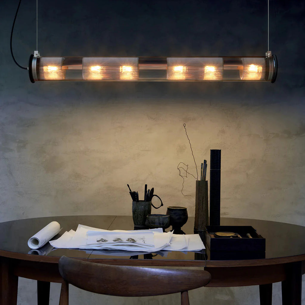 Tube Bulb Pendant, Linear Horizontal, 52 cm, Gold Reflector No Mesh, E14, IP20