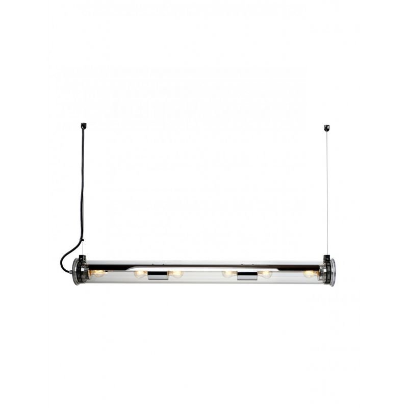 Tube Bulb Pendant, Linear Horizontal, 132 cm, Silver Reflector No Mesh, E27, IP64