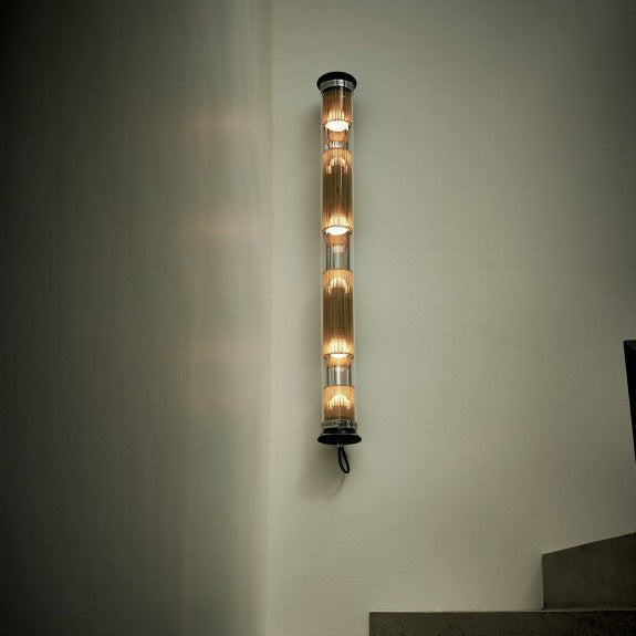 Tube Bulb Pendant, Linear Vertical, 132 cm, Gold Reflector No Mesh, E27, IP20