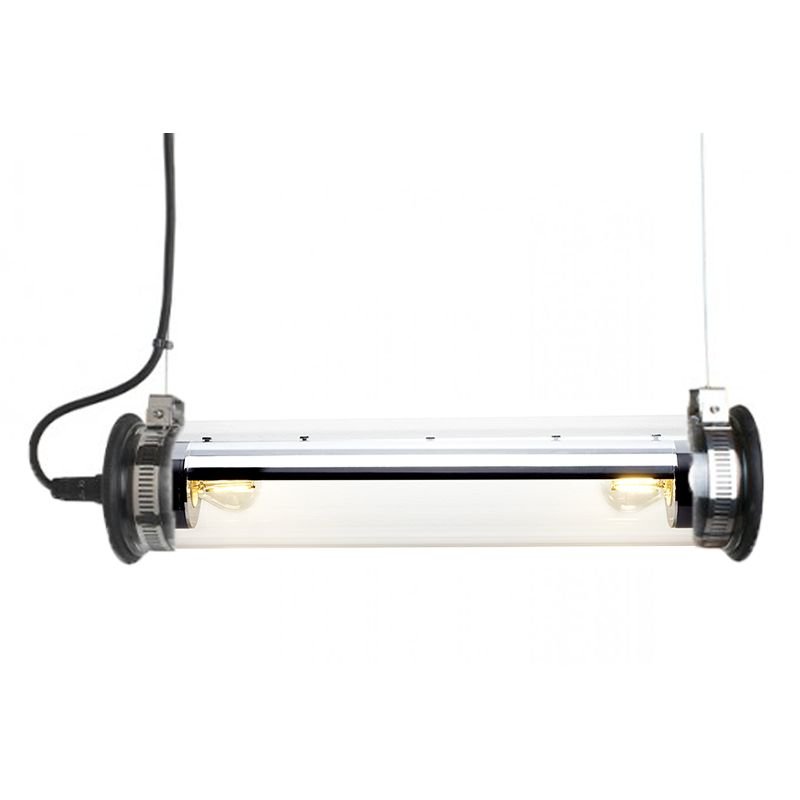 Tube Bulb Pendant, Linear Horizontal, 52 cm, Silver Reflector No Mesh, E14, IP20