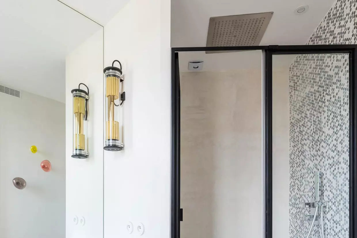 Tube Bulb Wall or Ceiling, 52 cm, Silver Reflector No Mesh, E14, IP64