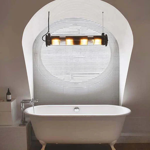 Tube Bulb Pendant, Linear Vertical, 37 cm, Mesh, E14, IP64