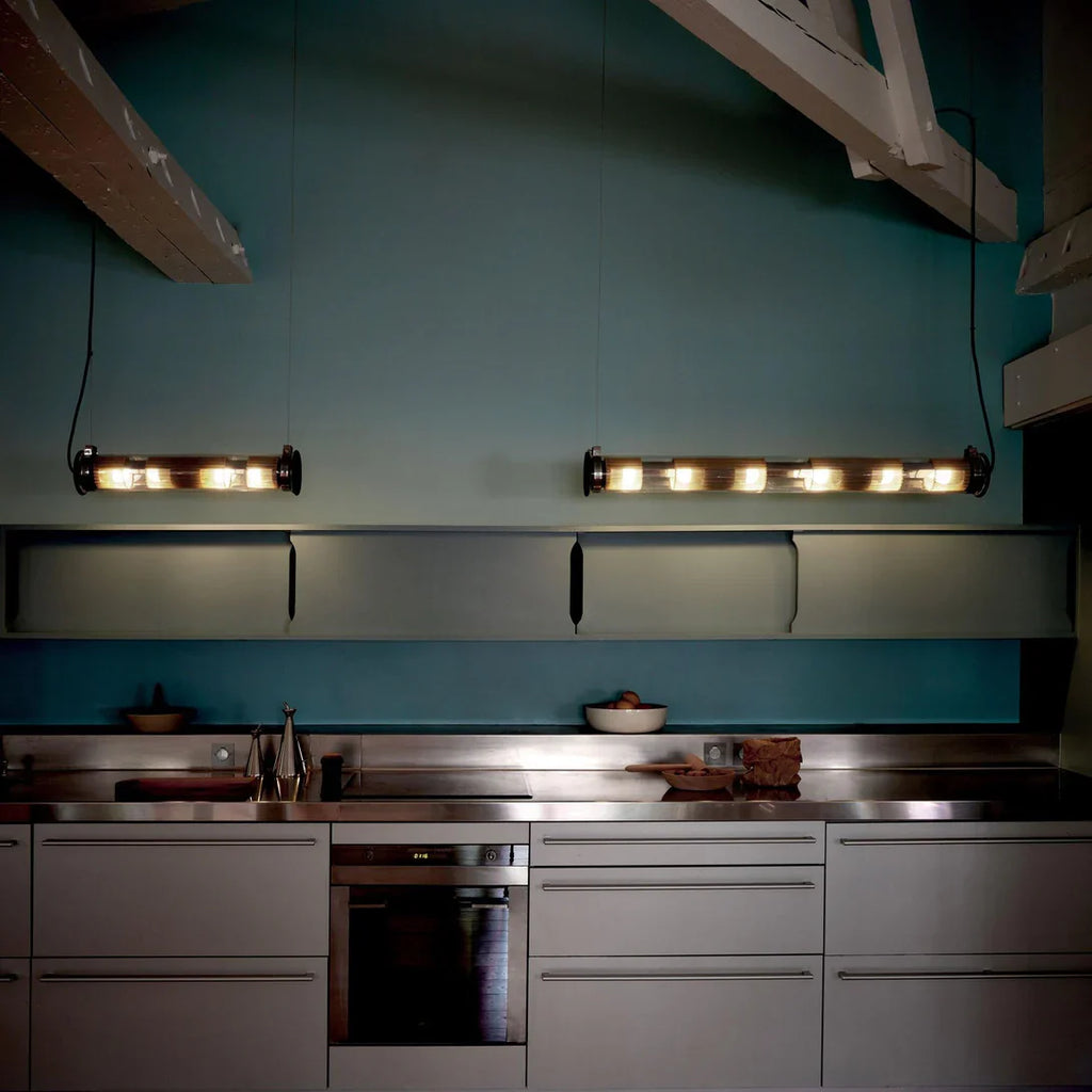 Tube Bulb Pendant, Linear Horizontal, 52 cm, Silver Reflector No Mesh, E14, IP20