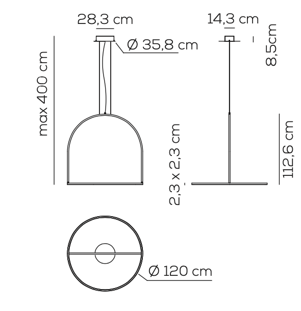 U-Light Pendant Rust, LED, 1-10v or Casambi Dim, IP20