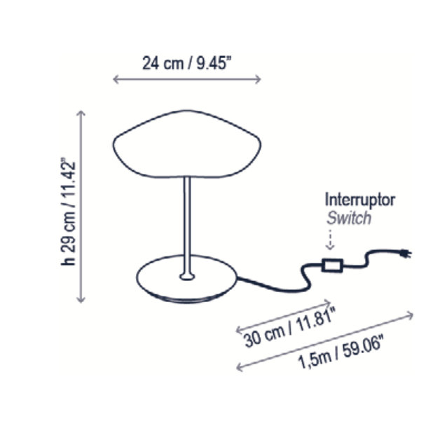 Valentina Table, Grey, LED, 6.5W, Dim, Plugs In, IP20
