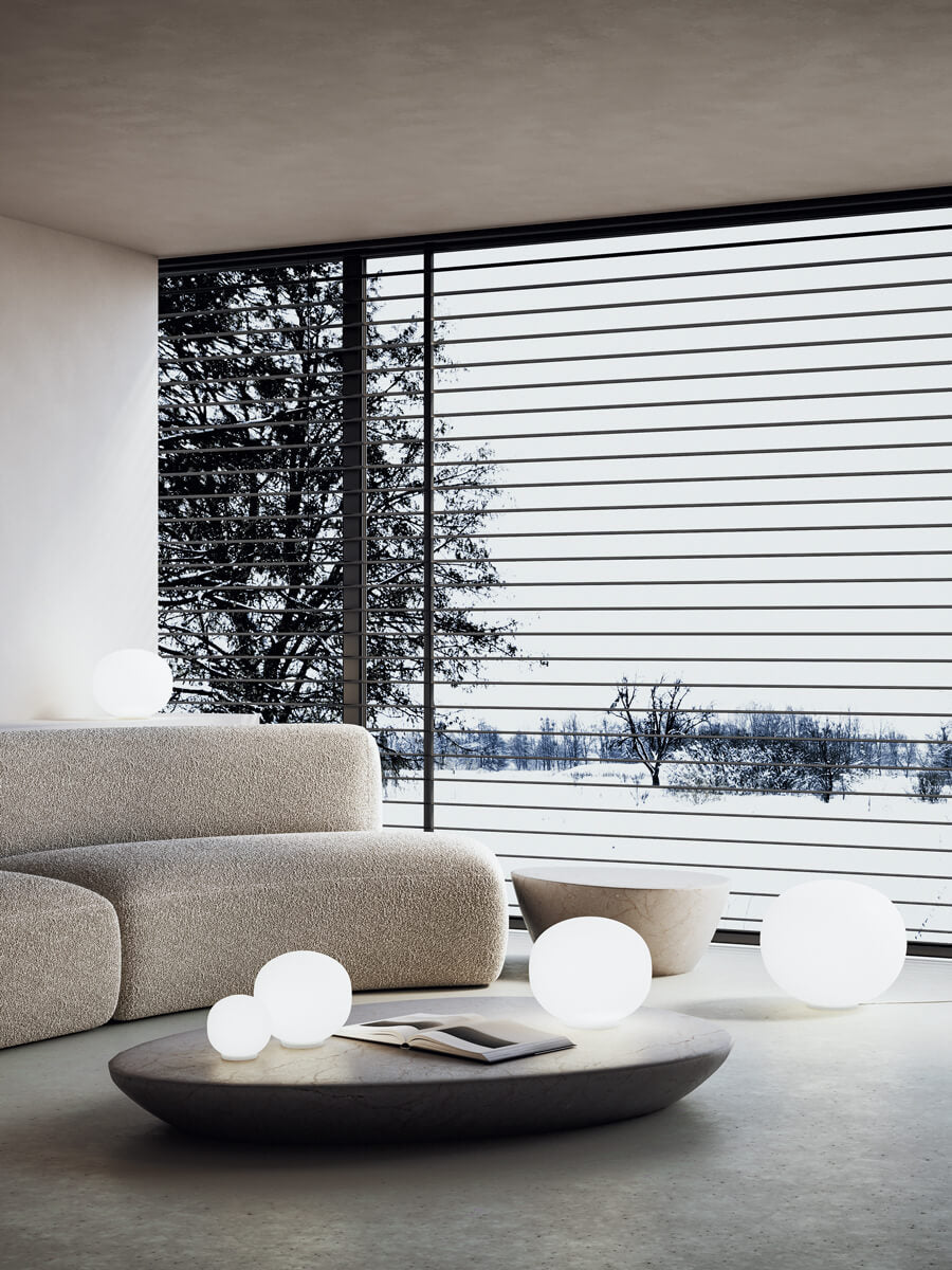 Volum Table or Floor Lamp, White Glass, IP20