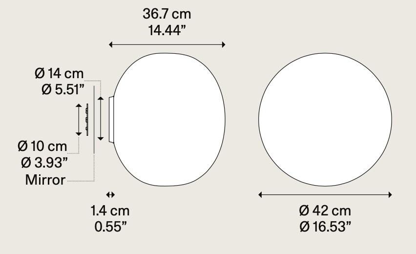 Volum Wall, 42 cm, White Glass, E27, IP54