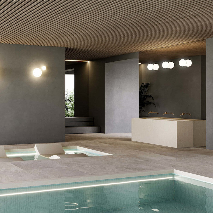 Volum Ceiling, 22 cm, White Glass, E14, IP54