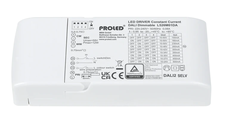 Z: Proled Accessory Power Supply for Performance Variable White Control DALI 12W L526M01DA