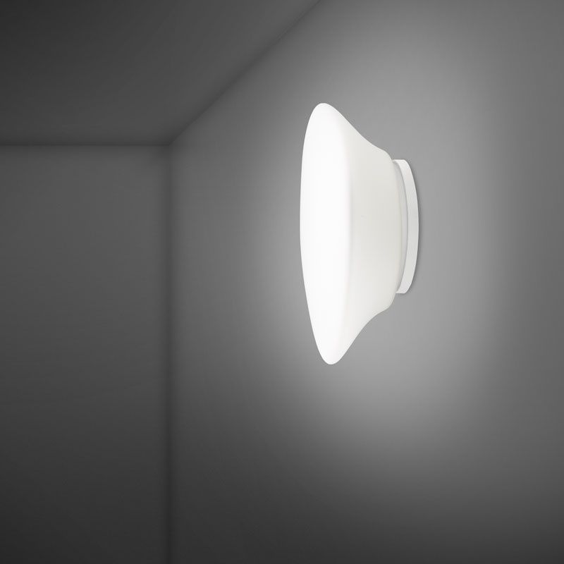 Lumi Mycena, Small Wall or Ceiling, White Glass, E27, IP40