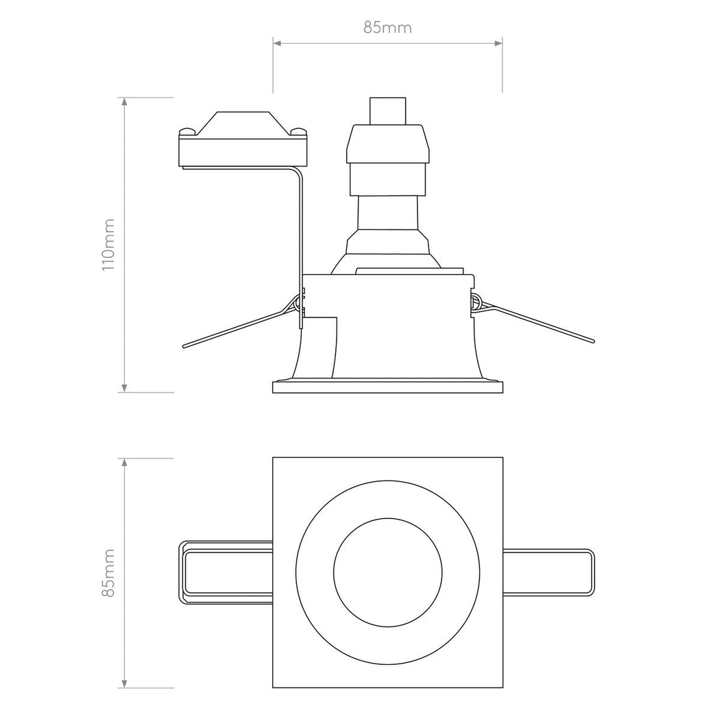 Minima Square Downlight, White, GU10, IP65